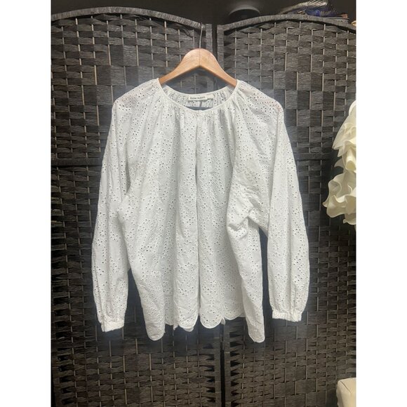 Roller Rabbit Oversized Eyelet Button Front Blouse Size Large - Picture 2 of 5